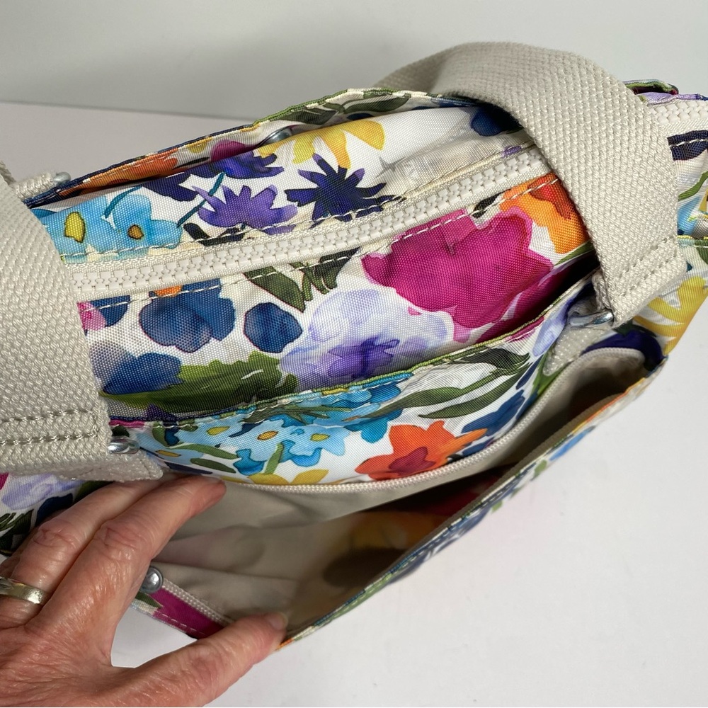 Kipling Multicolor Floral Bethel Shoulder Bag Purse Water Color Multi Pocket - Picture 6 of 15